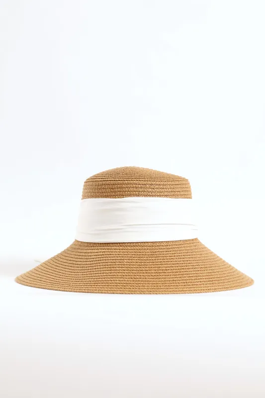 Bow Turned Down Sunhat - Tan sold by Edgars