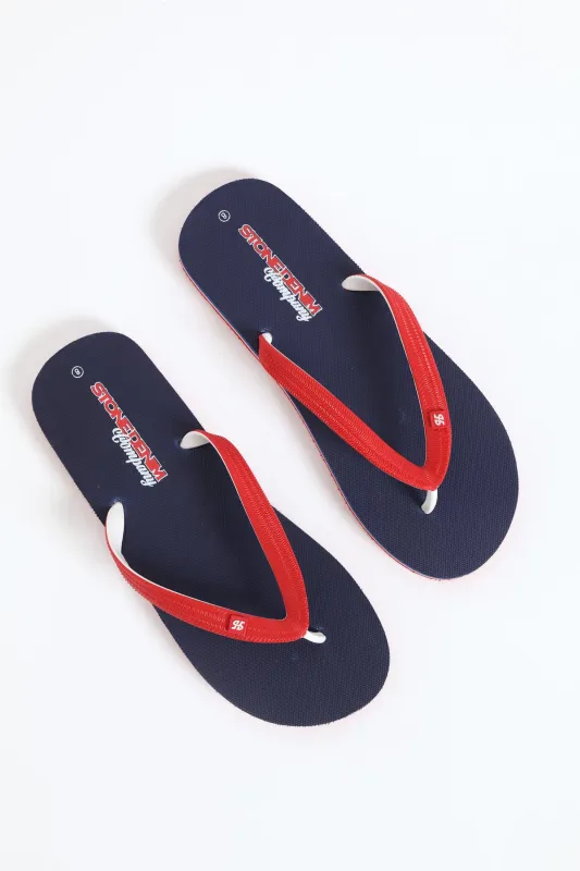 Basic Rubber Flip Flop - Navy/Red sold by Edgars