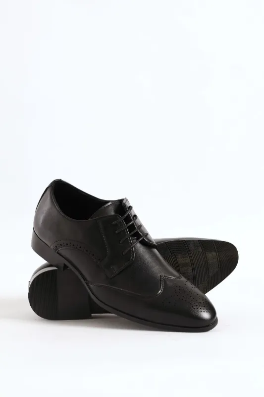 Stitched Wing Detail Lace Up Derby Shoe - Black sold by Edgars