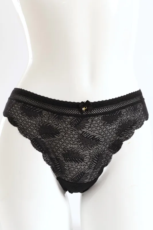 Scallop Full Lace Bikini Panties - Black sold by Edgars
