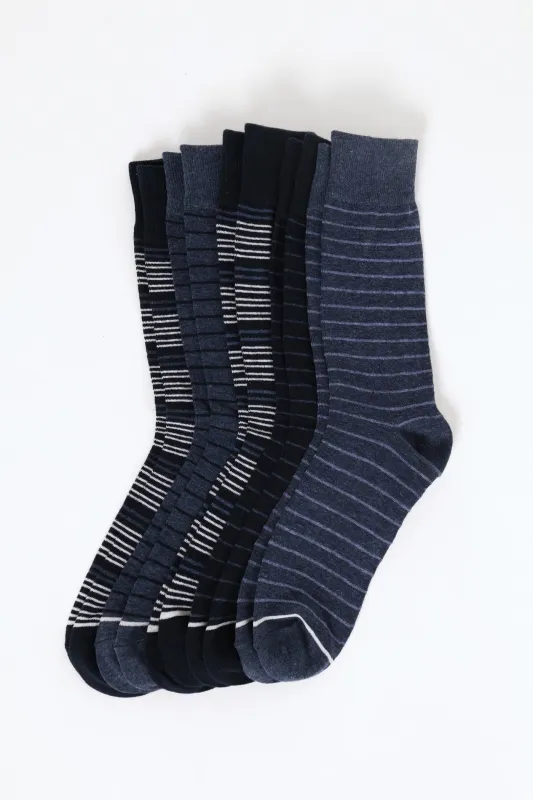 5 Pack Stripe Fashion Anklet Socks - Blue sold by Edgars