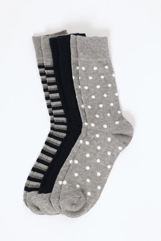 3 Pack Anklet Socks - Grey/Navy sold by Edgars
