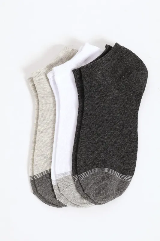 3 Pack Low Cut Socks - White/Grey/Charcoal sold by Edgars