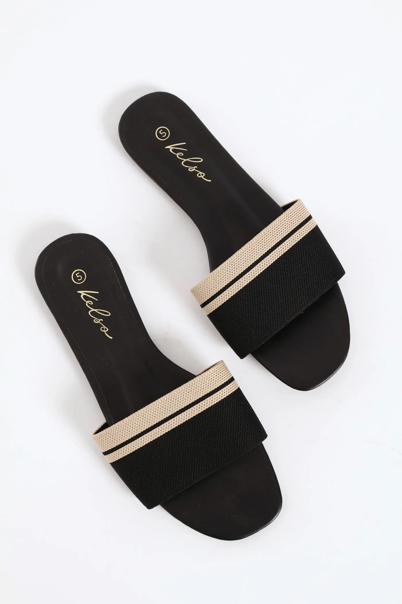 Ribbed Single Band Mule Sandal - Black sold by Edgars