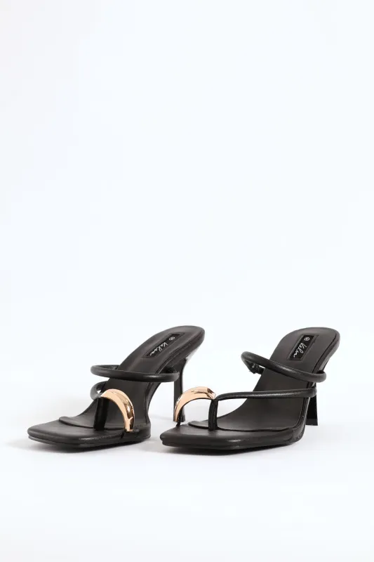 Slip On Toe Post Mule Heel - Black sold by Edgars