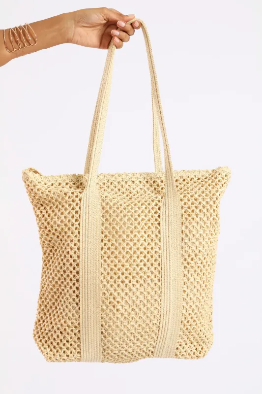 Straw Shopper - Beige sold by Edgars