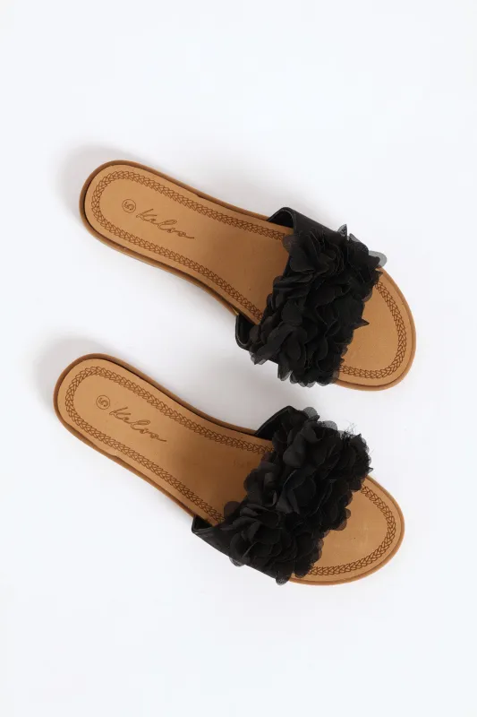 Floral Summer Sandal - Black sold by Edgars