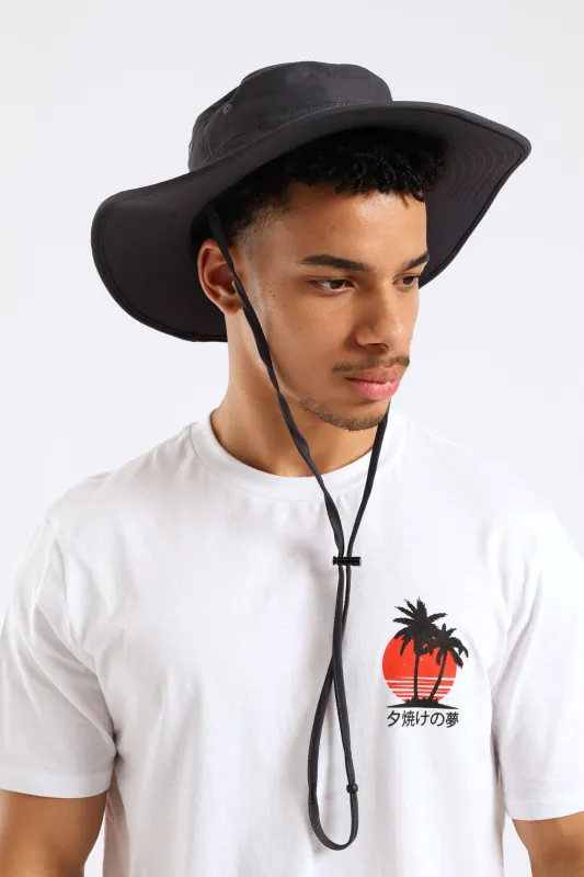 Big Rim Fisherman Bucket Hat - Charcoal sold by Edgars