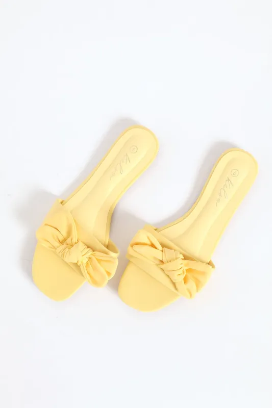 Fabric Bow Eva Mule Sandal - Lemon sold by Edgars