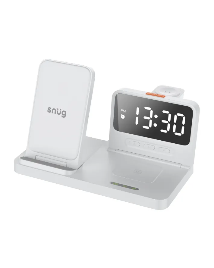 4-in-1 15w Hybrid Wireless Charger Stand - White sold by Edgars