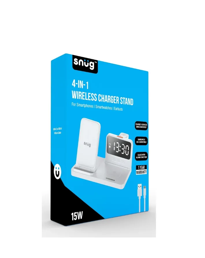 4-in-1 15w Hybrid Wireless Charger Stand - White sold by Edgars product image thumbnail 4