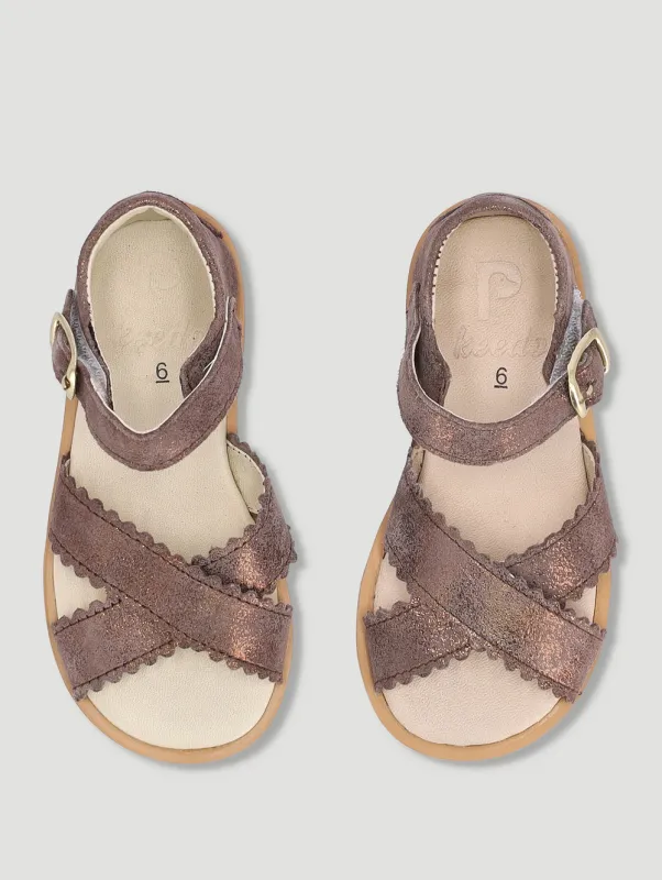 Keedo Girls Glitter Leather Sandal - Tan sold by Edgars