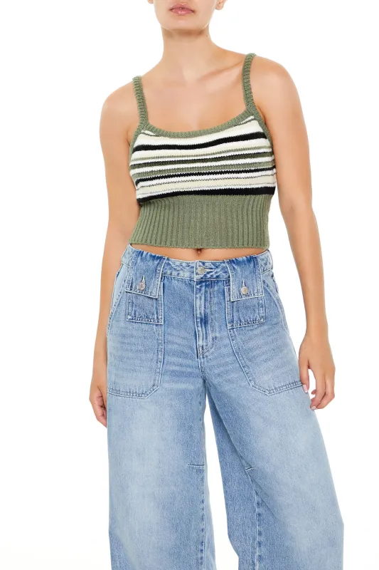 Striped Sweater-Knit Cami Top - Fatigue sold by Edgars