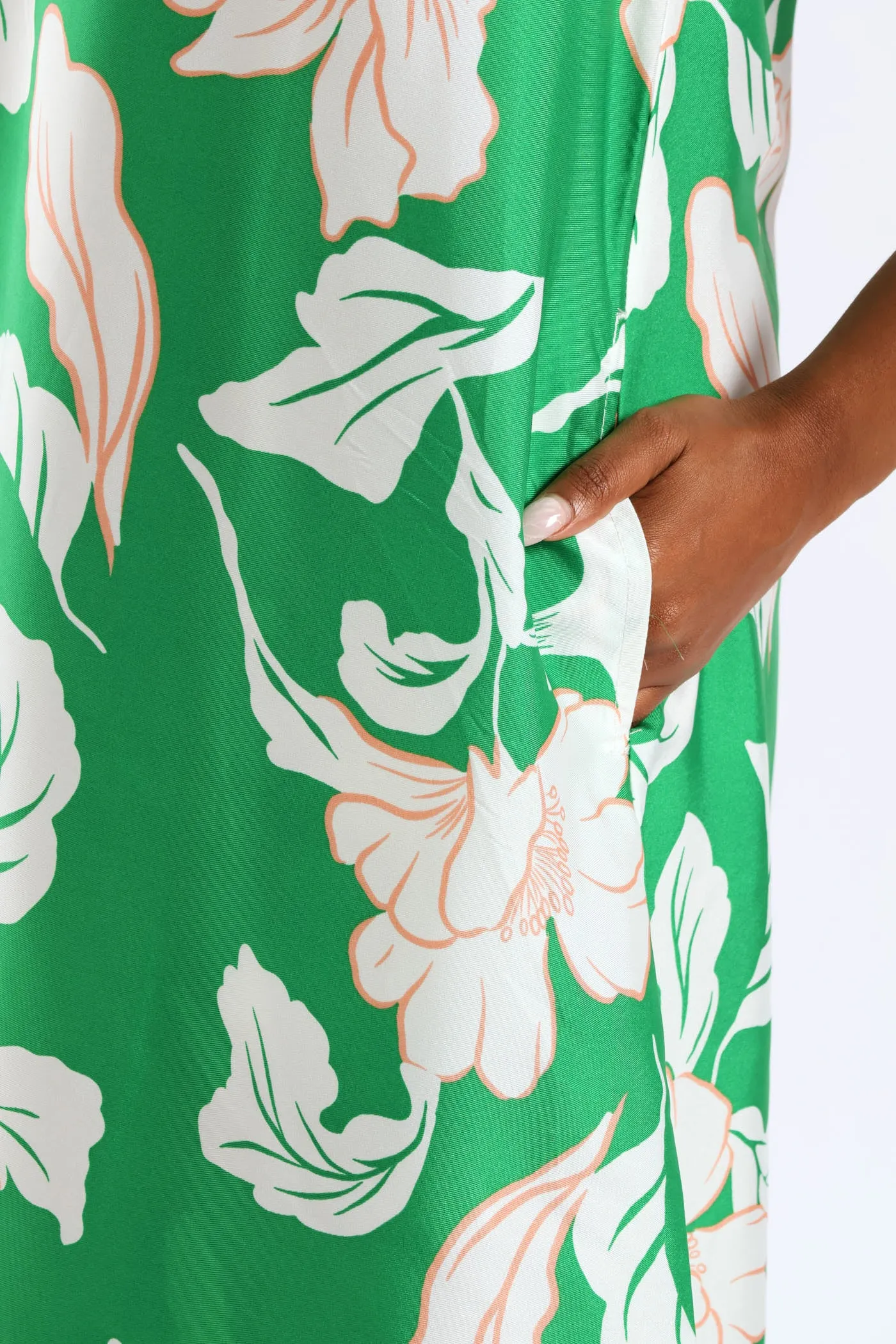 Bow Ties V-Neck Border Print Midaxi Dress - White/Green sold by Edgars product image thumbnail 3