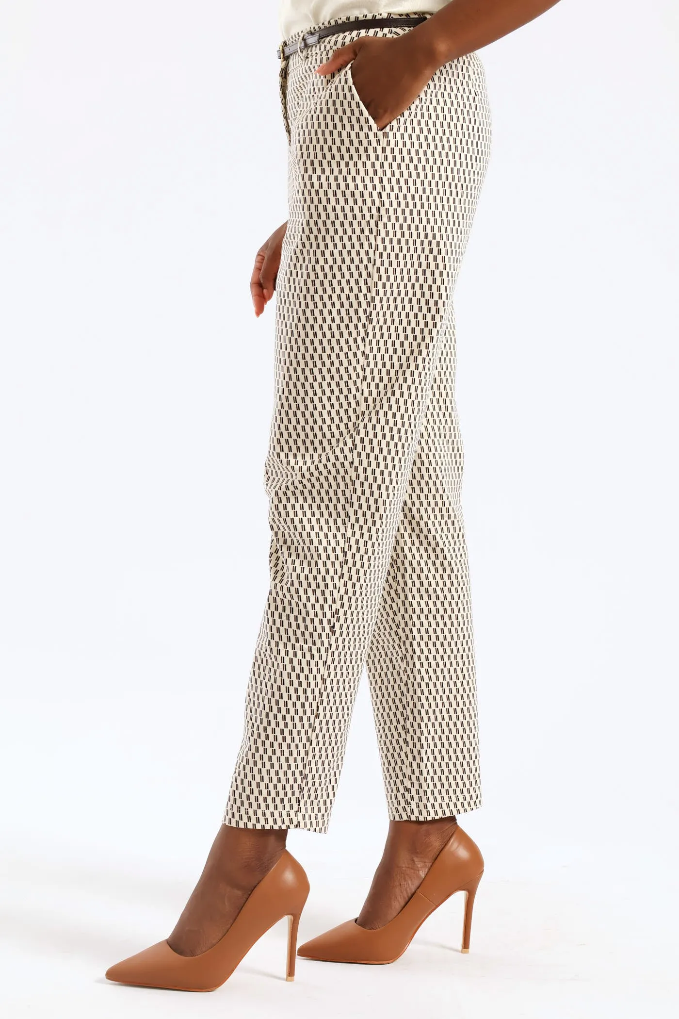 Belted Geo Chino Pant - Cream sold by Edgars product image thumbnail 3