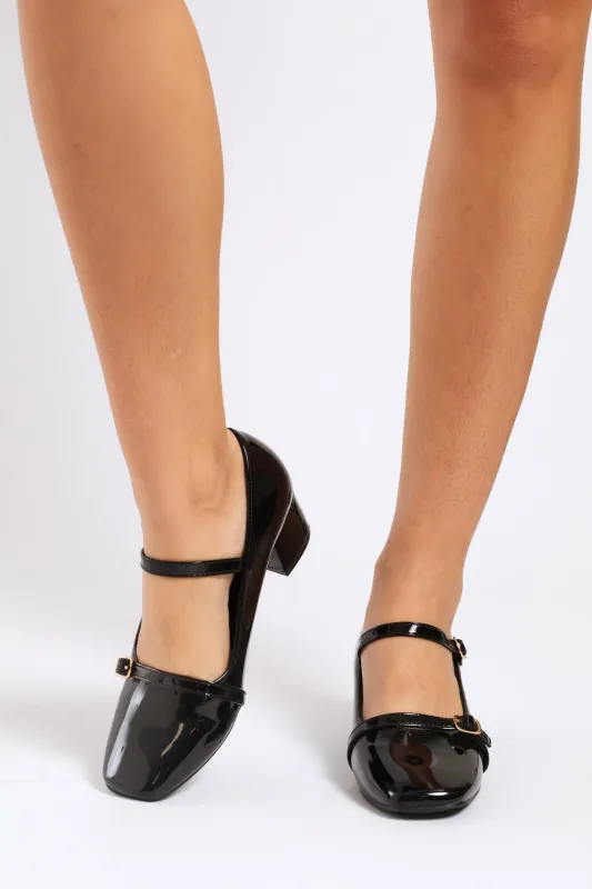 Mary Jane Buckle Block Court Heel - Black sold by Edgars