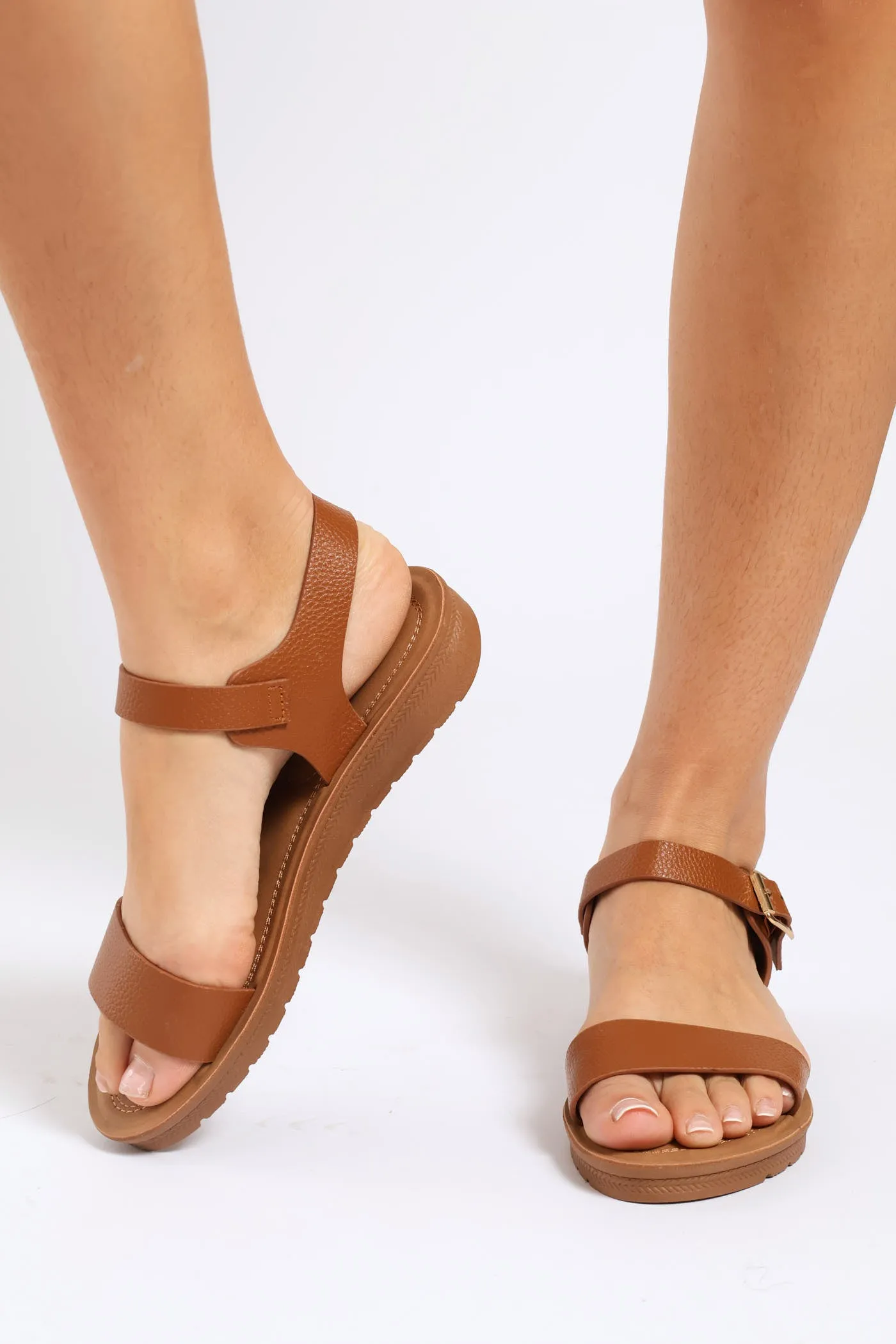Single Band Ankle Detail Sandal - Tan sold by Edgars