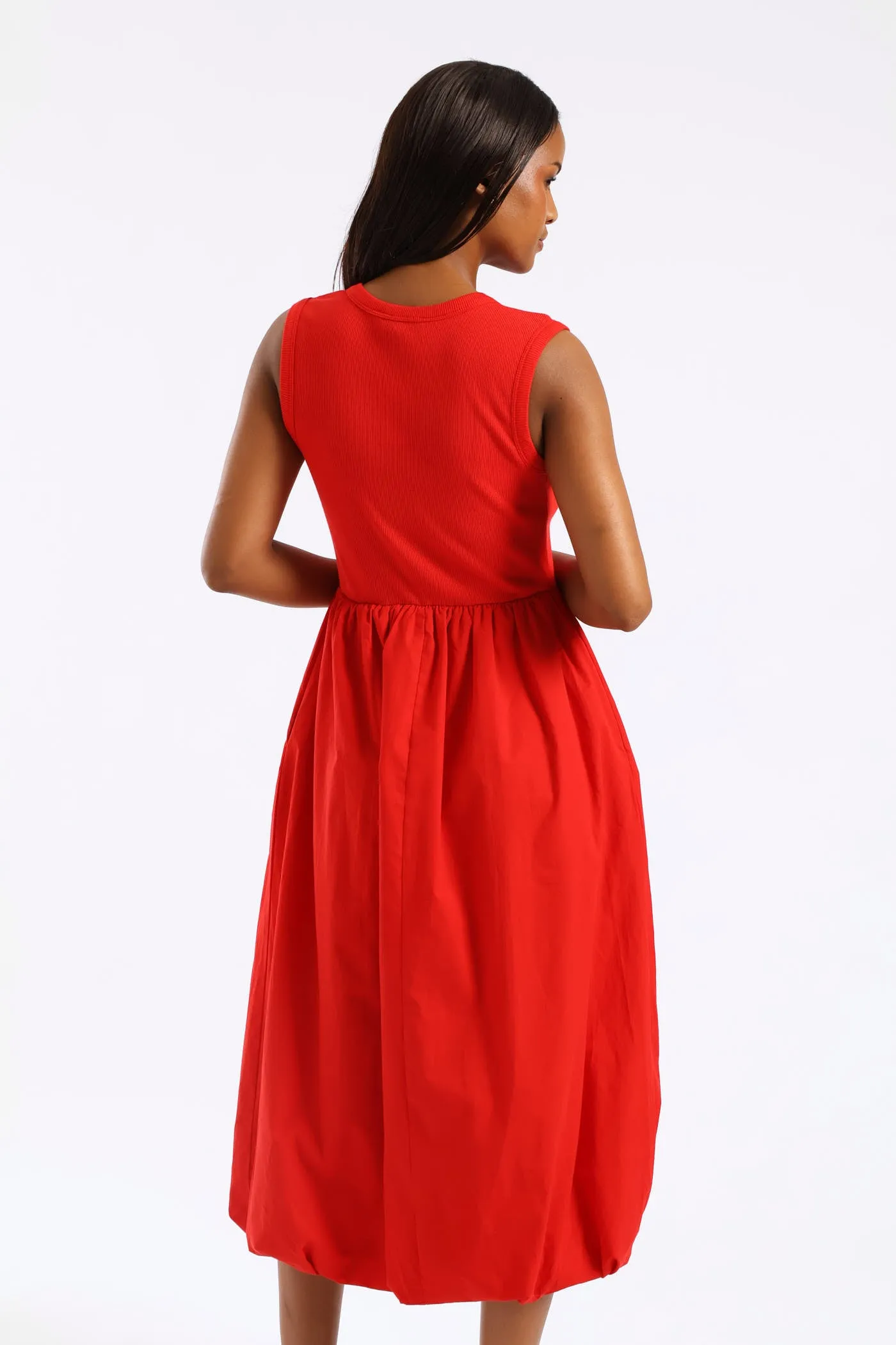 Rib Combo Bubble Hem Midaxi Dress - Mid Red sold by Edgars product image thumbnail 5