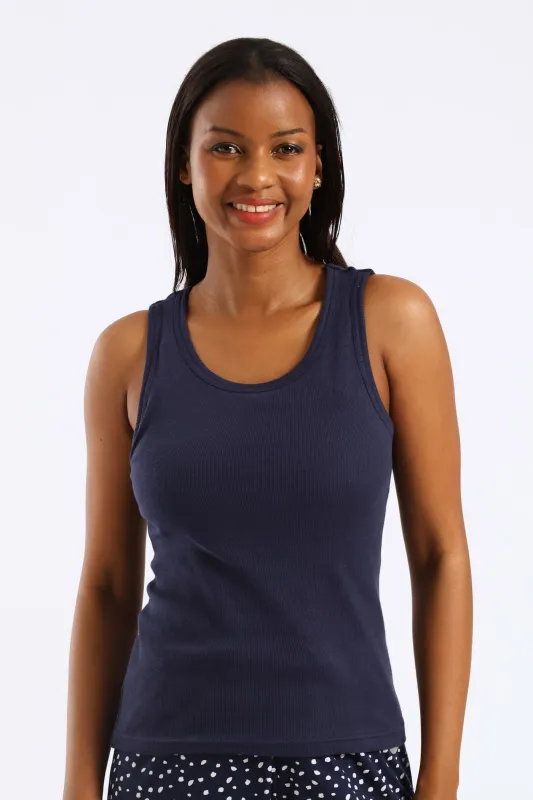 Sleeveless Rib Tank Top - Navy sold by Edgars