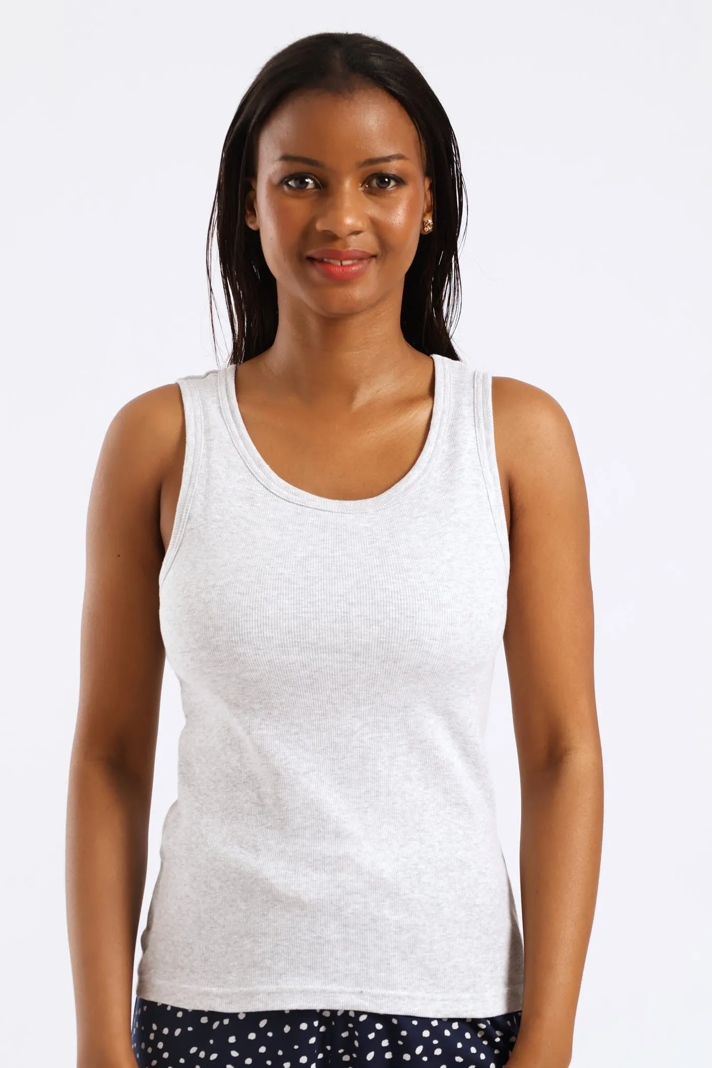 Sleeveless Rib Tank Top - Grey Melange sold by Edgars