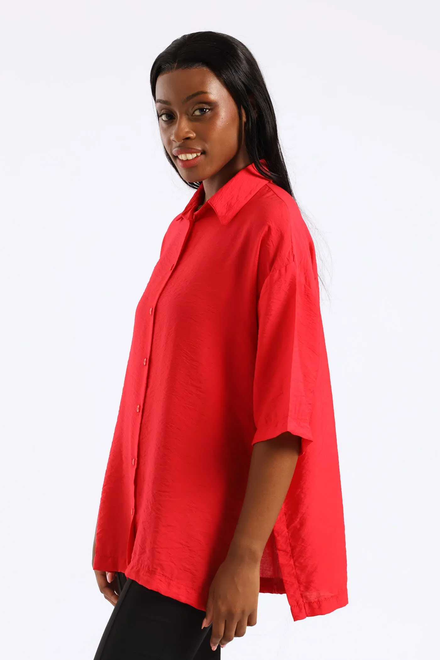 Oversized Drop Shoulder Shirt - Rose Red sold by Edgars product image thumbnail 3