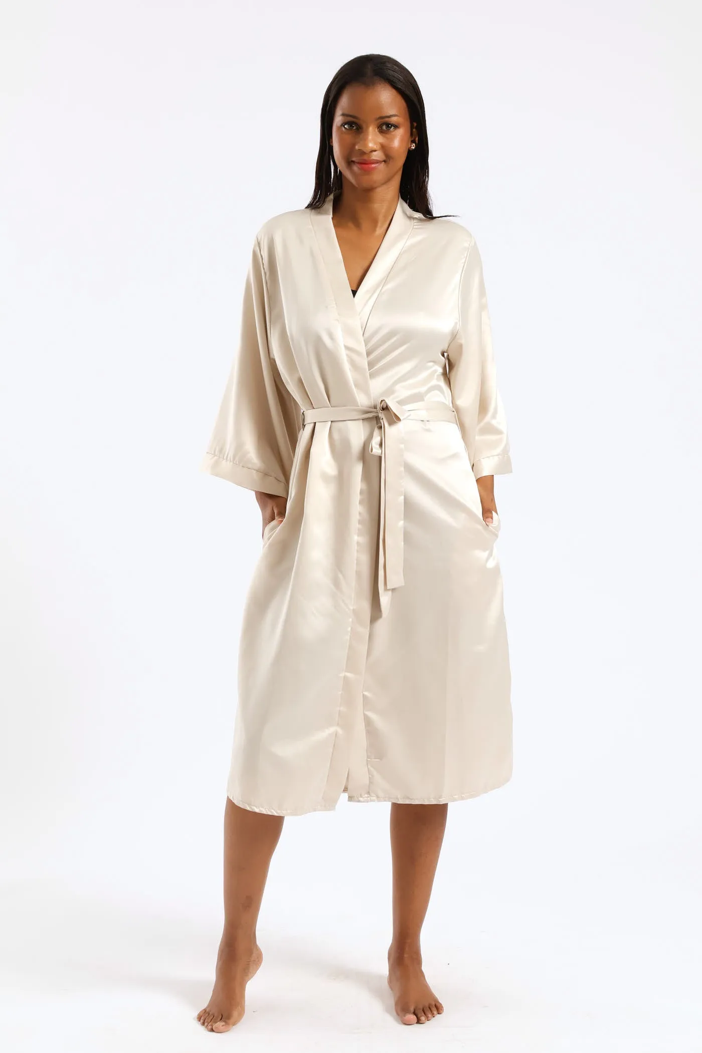 3/4 Sleeve Satin Gown - Cream sold by Edgars