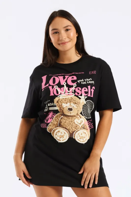 Oversized Graphic Tee - Black sold by Edgars