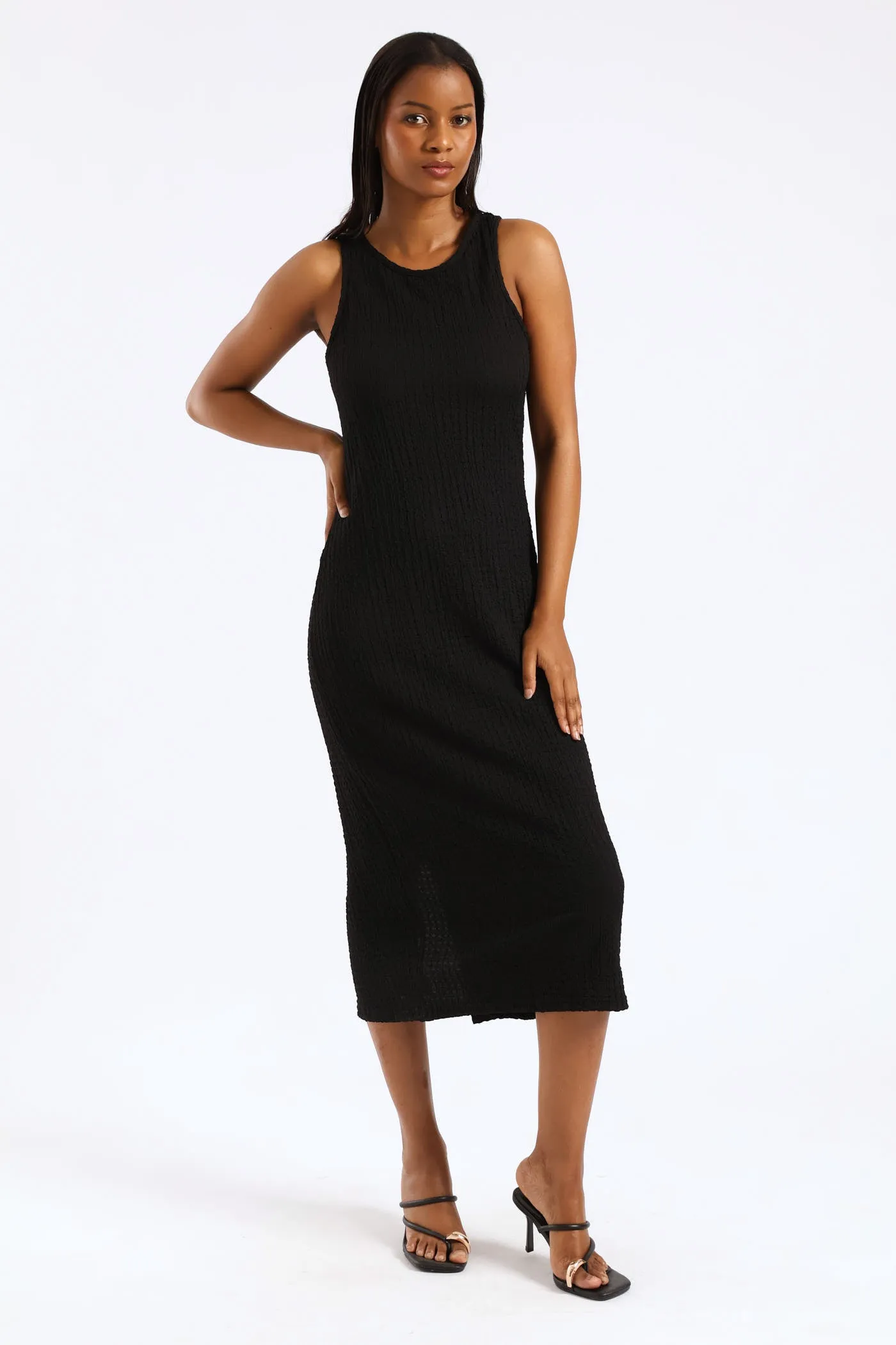 Built Up Racer Column Midi Dress - Black sold by Edgars