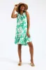 Frill Neck Printed Drop Hem Dress - White/Green sold by Edgars