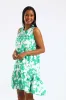 Frill Neck Printed Drop Hem Dress - White/Green sold by Edgars