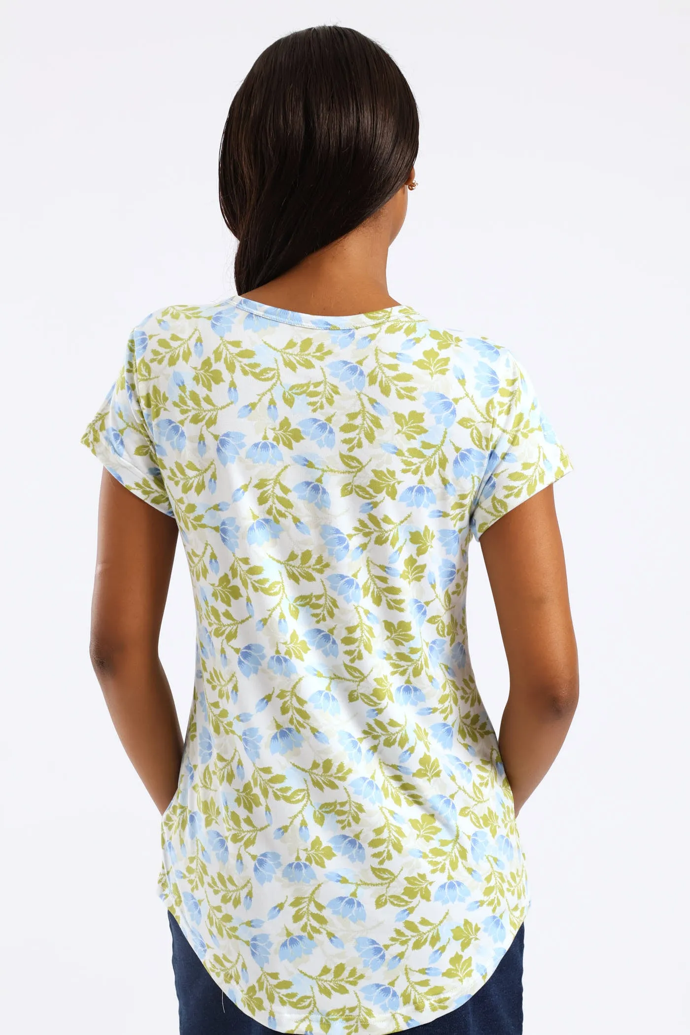 Soft Floral Leaves Print Pocket Tee - Green/Blue sold by Edgars product image thumbnail 4