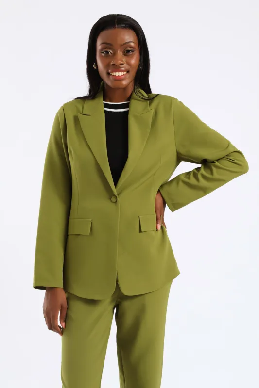 Single Breasted Darted Blazer - Matcha sold by Edgars