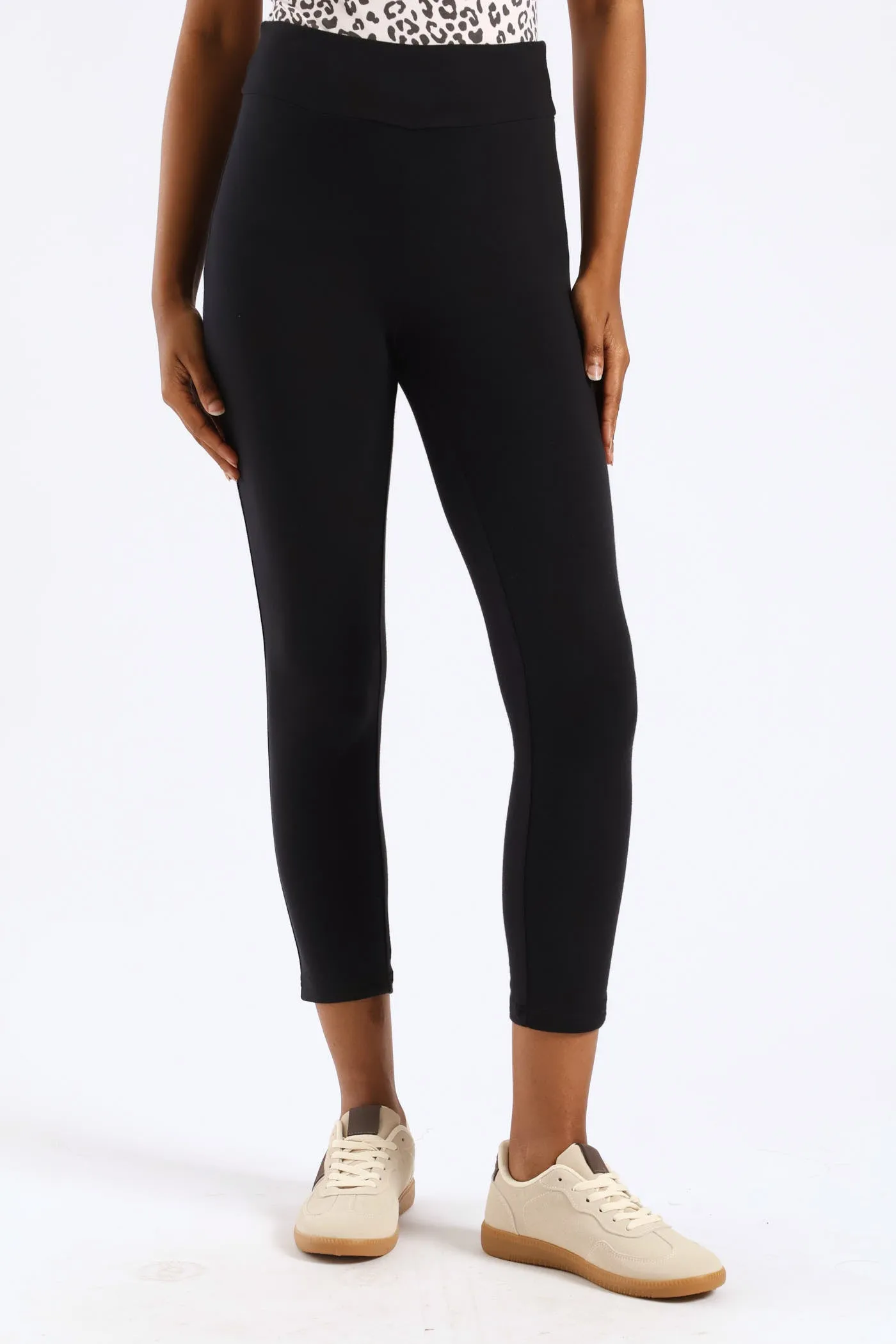 Wide Waistband Crop Legging - Black sold by Edgars