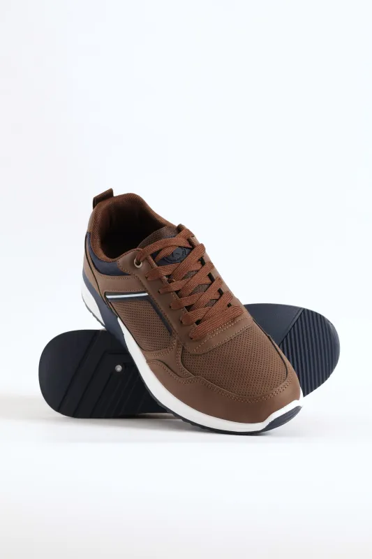 River Panelled Casual Sneaker - Brown made by Edgars