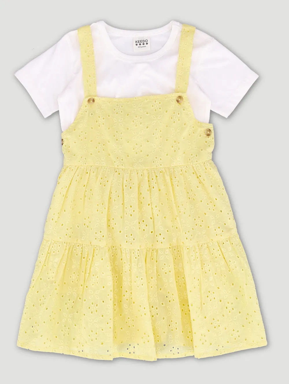 Keedo Girls Anglaise Pinni Dress - Yellow sold by Edgars