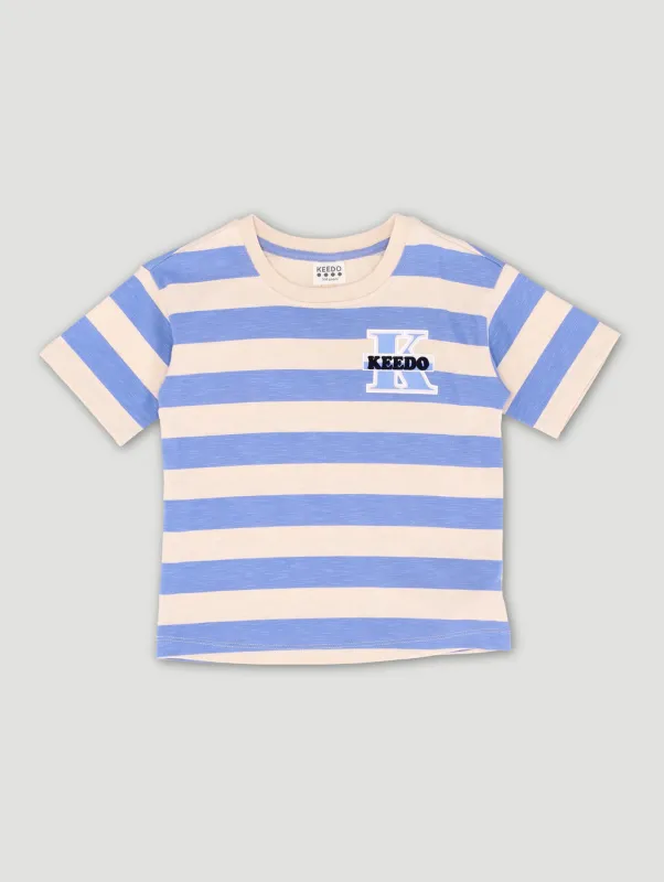 Keedo Boys Stripe Logo Tee - Blue sold by Edgars