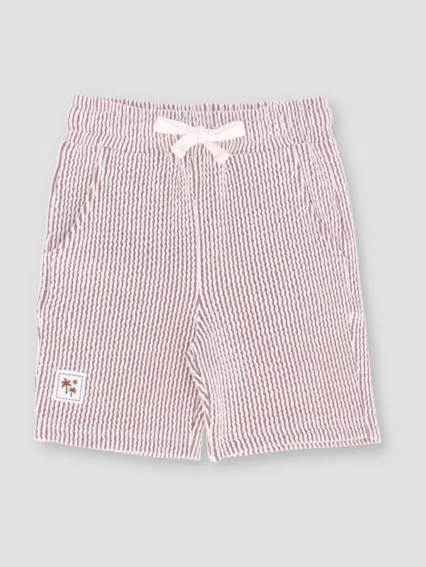 Pre- Boys Seersucker Textured Shorts - Rust sold by Edgars