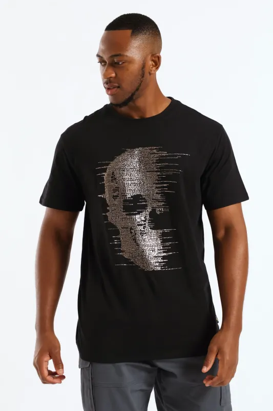 Short Sleeve Mock Rhinestone Tee - Black sold by Edgars