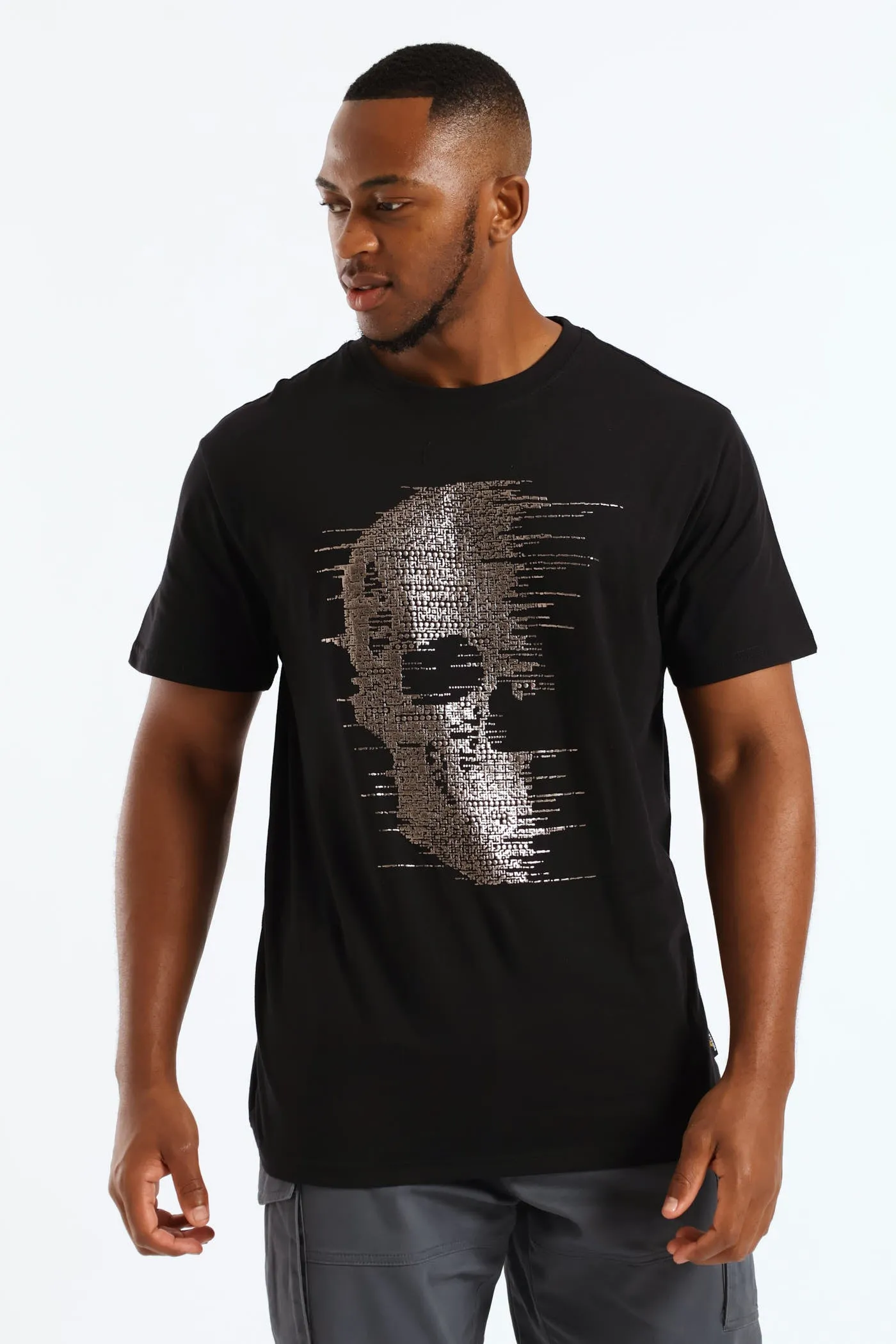Short Sleeve Mock Rhinestone Tee - Black sold by Edgars