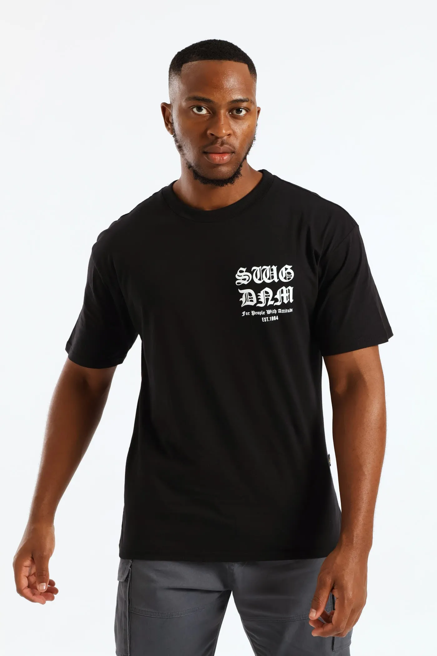 Short Sleeve Back Print Gothic Font Tee - Black sold by Edgars product image thumbnail 2