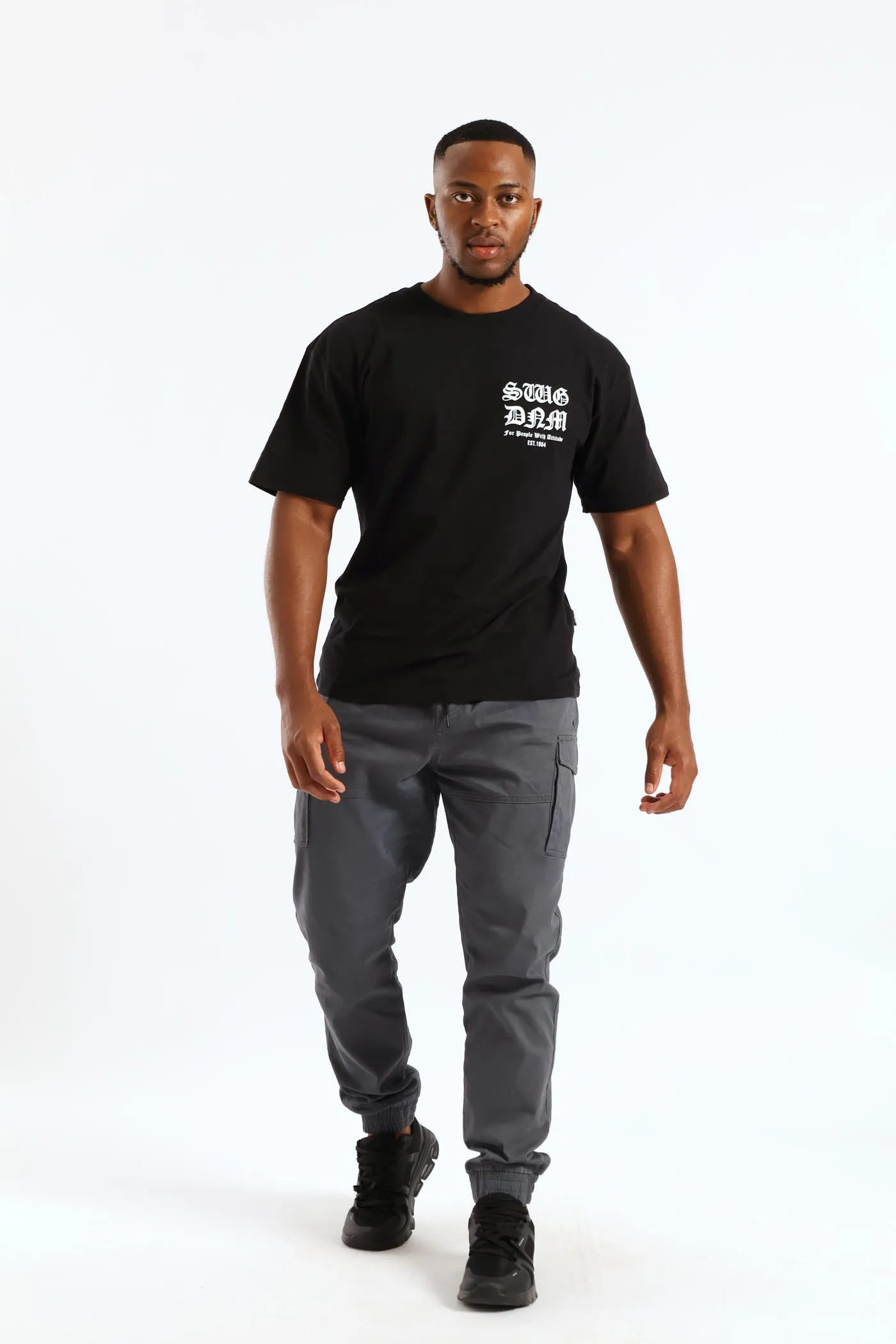 Short Sleeve Back Print Gothic Font Tee - Black sold by Edgars