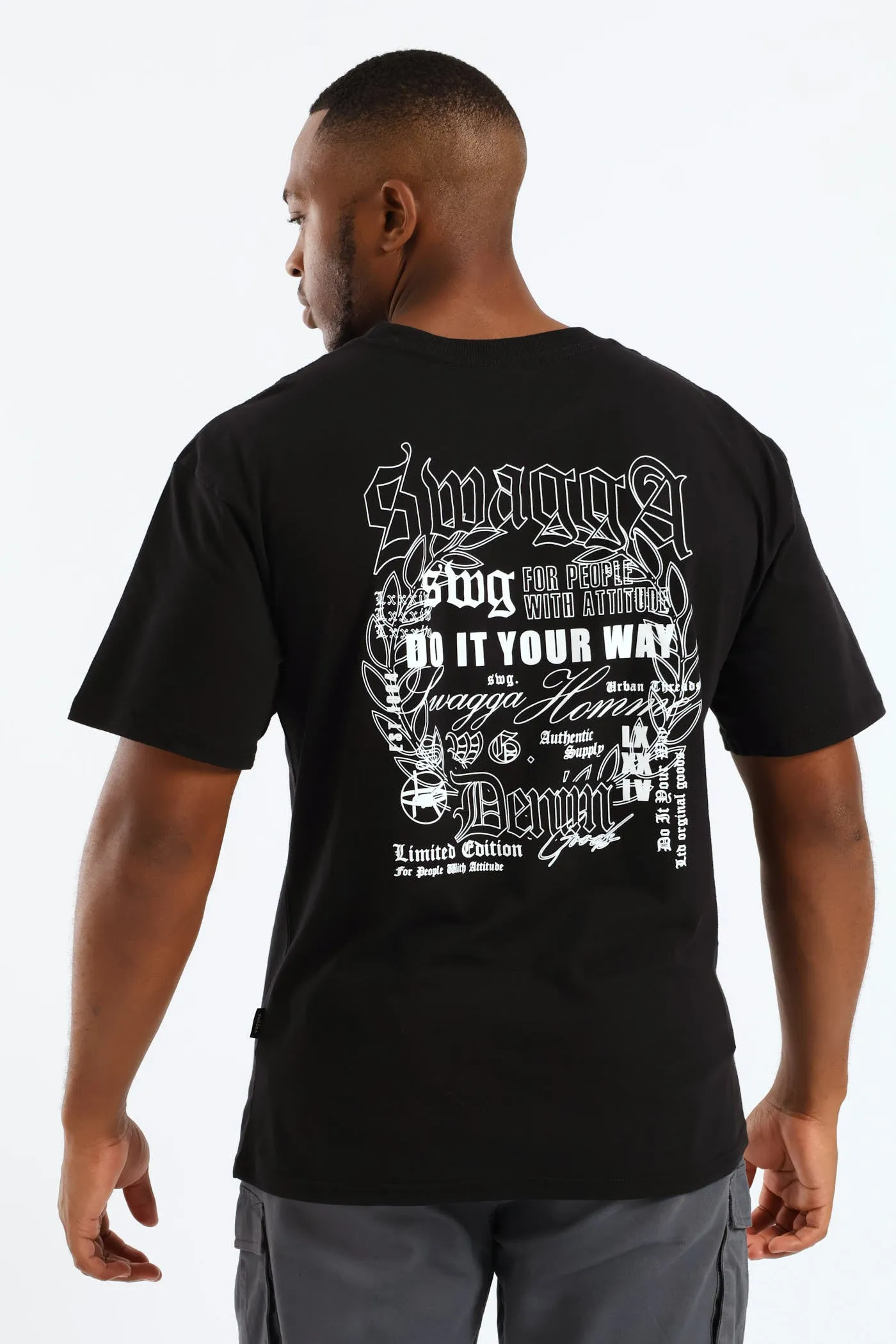 Short Sleeve Back Print Gothic Font Tee - Black sold by Edgars product image thumbnail 4