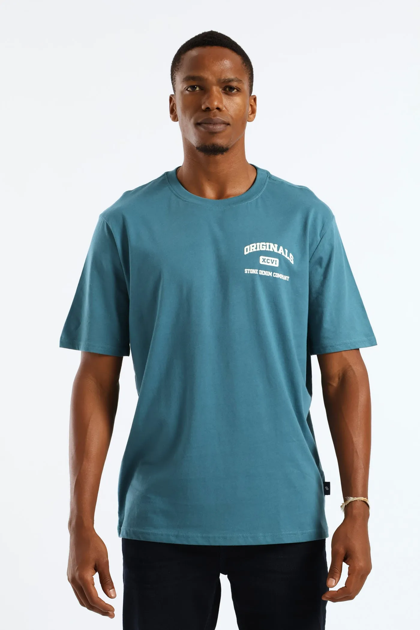 Original Chest Print Tee - Teal sold by Edgars