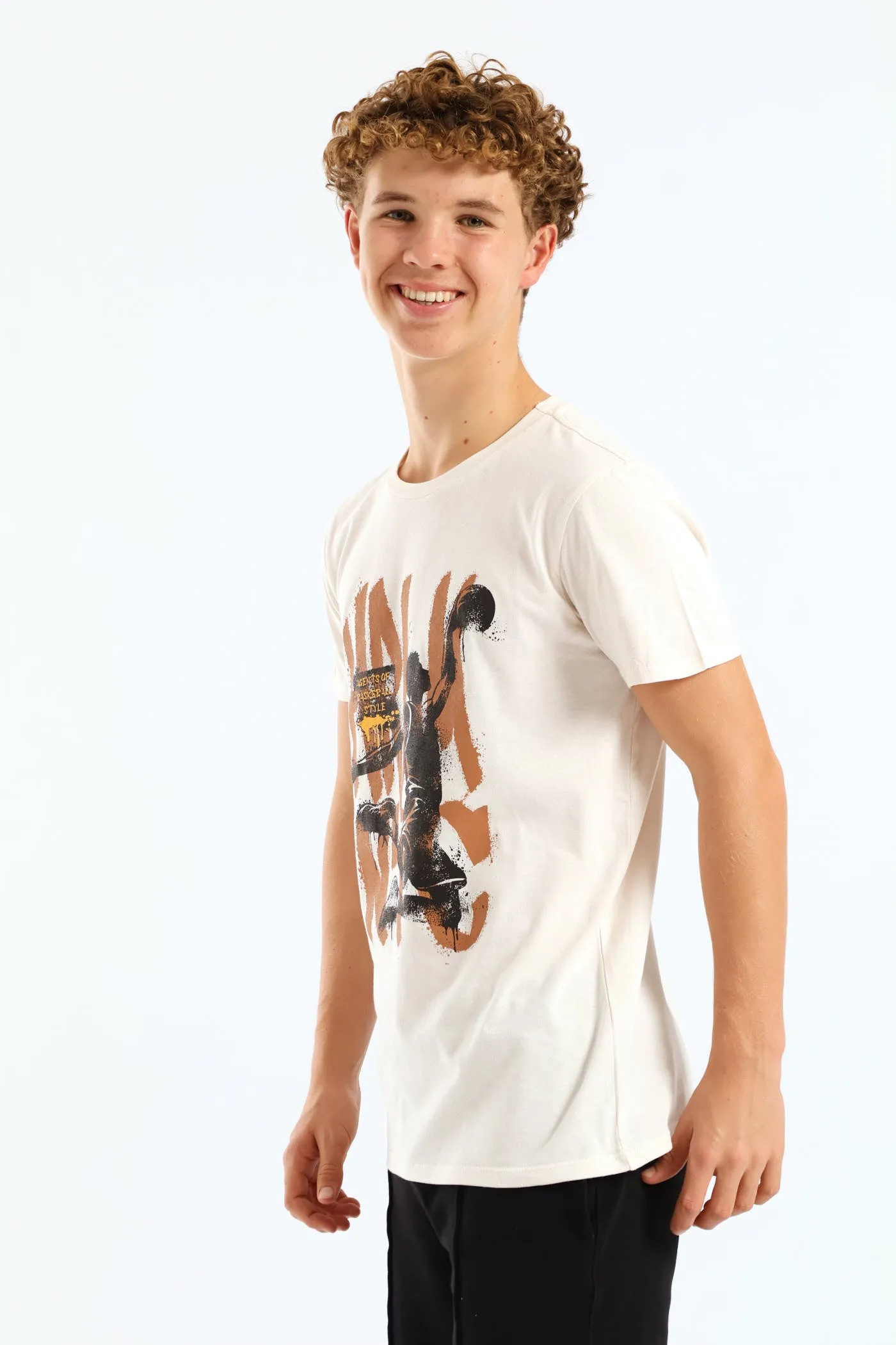 Boys Basketball Print Tee - Ivory sold by Edgars product image thumbnail 3