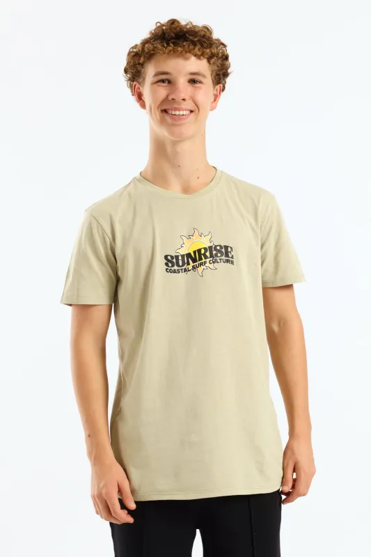 Boys Surf Sun Print Tee - Green sold by Edgars
