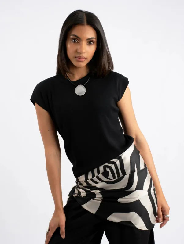 Zebra Eye Rectangular Silk Touch Scarf - Black/Cream sold by Edgars