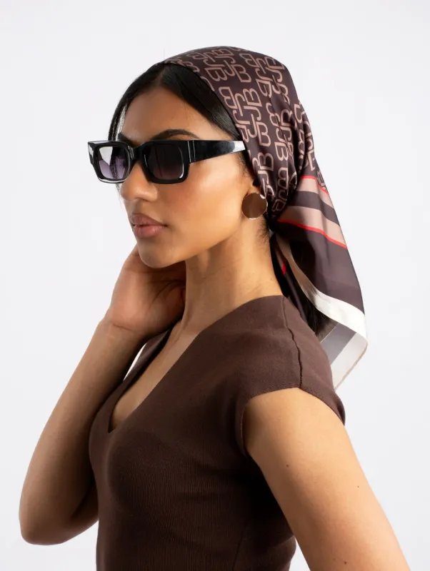 Silk Touch Monogram Neckerchief - Brown sold by Edgars