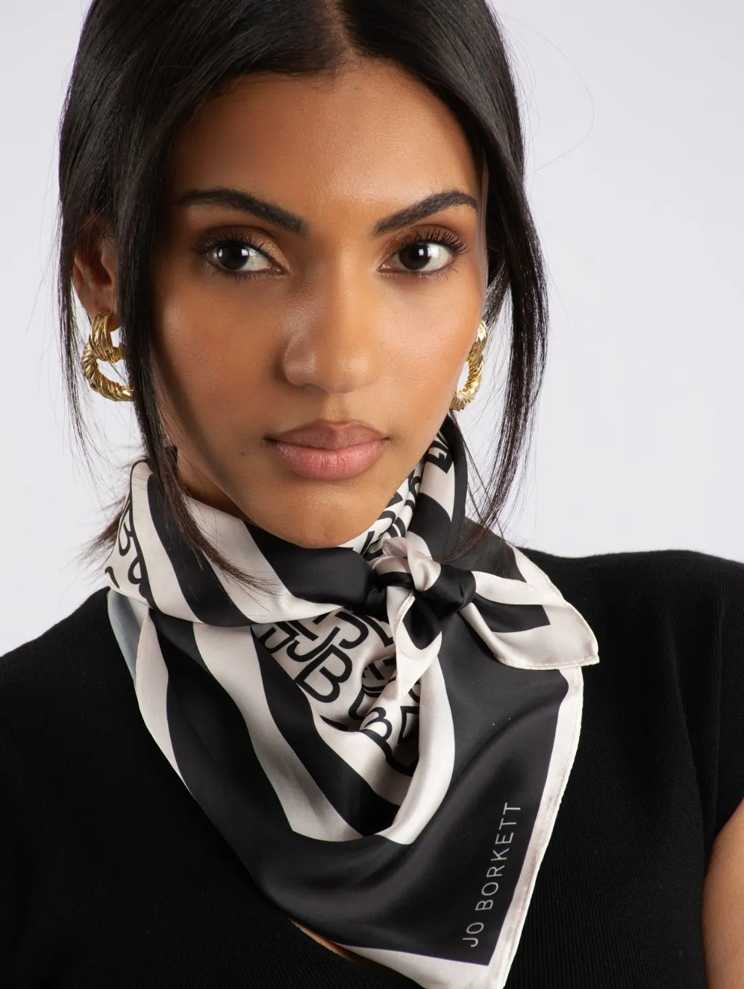 Silk Touch Monogram Neckerchief - Cream/Black sold by Edgars product image thumbnail 3