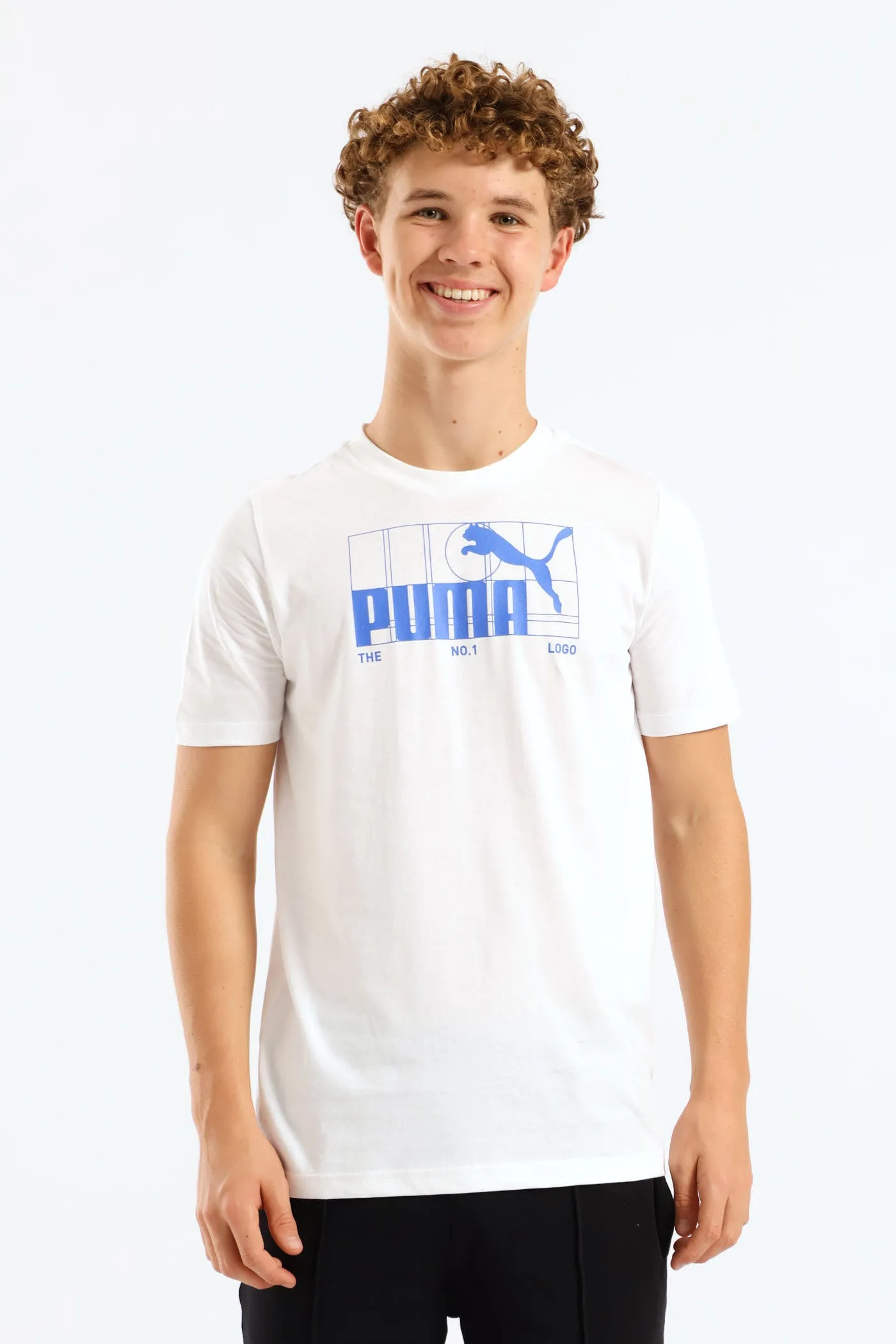 Boys No.1 Logo Tee - White/Blue sold by Edgars
