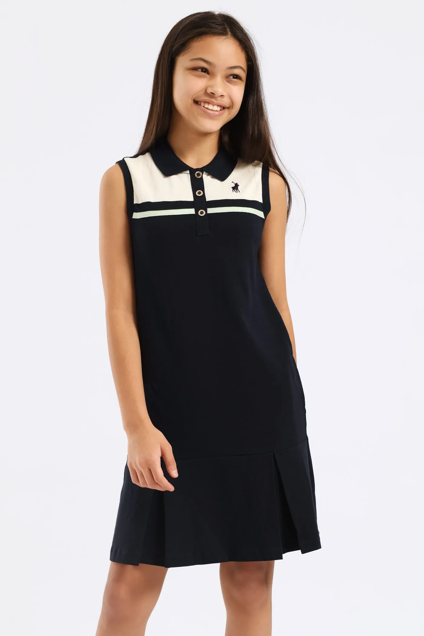 Girls Kerry Sleeveless Golfer Dress - Navy sold by Edgars